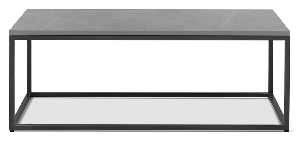 Matt grey marble effect coffee table with metal frame by Bentley Designs, featuring a sleek, modern design and smooth surface.