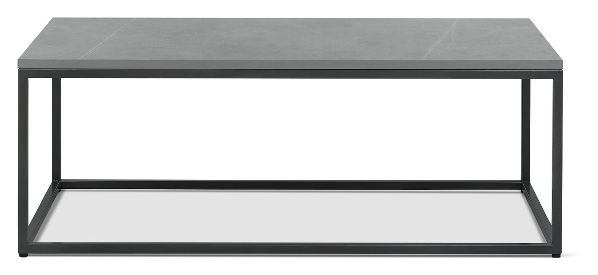 Matt grey marble effect coffee table with metal frame by Bentley Designs, featuring a sleek, modern design and smooth surface.