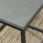 Matt grey marble effect coffee table with metal frame by Bentley Designs, showcasing sleek modern design and smooth surface.