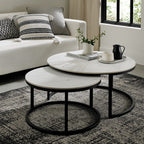 Mateo Matt White Sintered Stone Nest of Coffee Tables