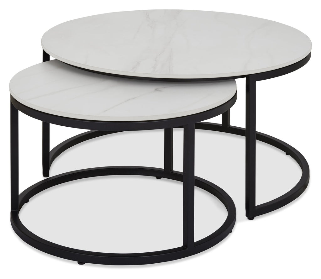 Mateo Matt White Sintered Stone Nest of Coffee Tables - Home Furniture Interiors