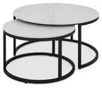 Mateo Matt White Sintered Stone Nest of Coffee Tables - Home Furniture Interiors