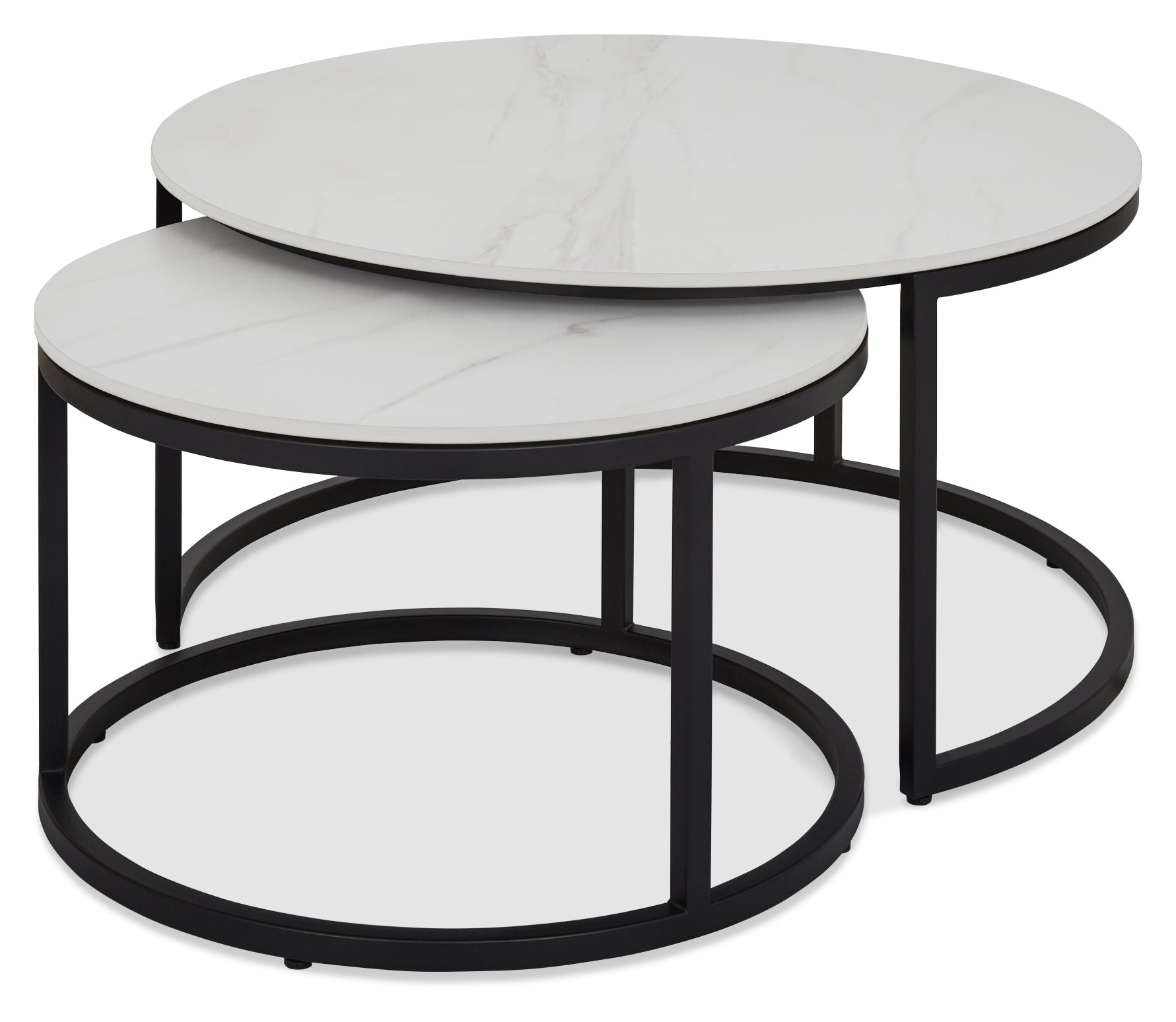 Mateo Matt White Sintered Stone Nest of Coffee Tables - Home Furniture Interiors