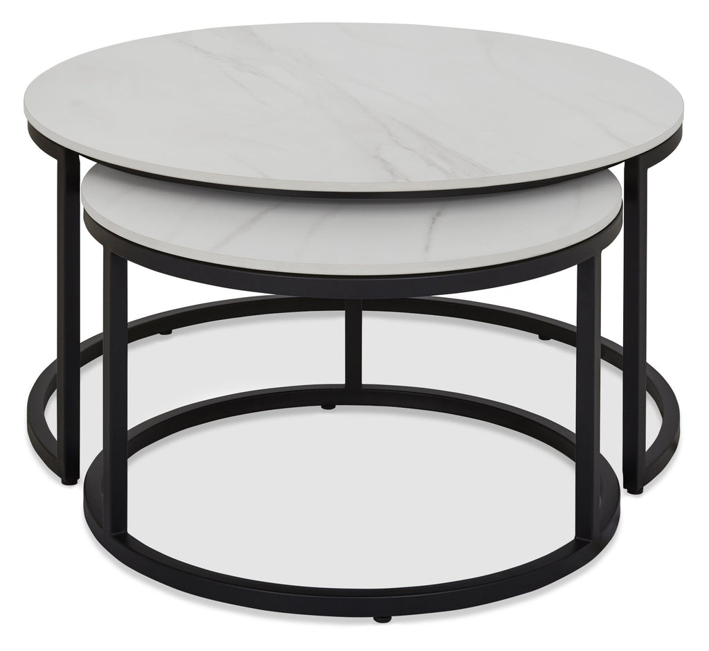 Mateo Matt White Sintered Stone Nest of Coffee Tables - Home Furniture Interiors