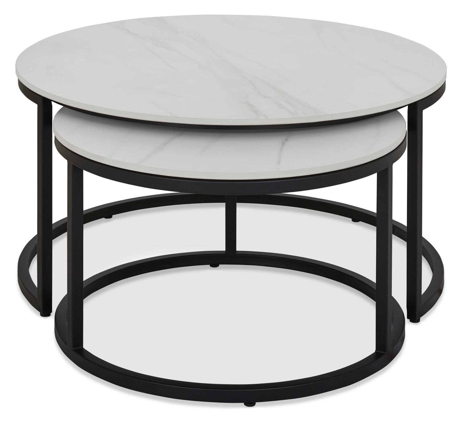 Mateo Matt White Sintered Stone Nest of Coffee Tables - Home Furniture Interiors