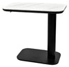 White Sintered Stone Gas Lift Height Adjustable Sofa Side Table