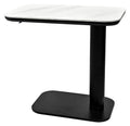 White Sintered Stone Gas Lift Height Adjustable Sofa Side Table