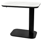 White Sintered Stone Gas Lift Height Adjustable Sofa Side Table