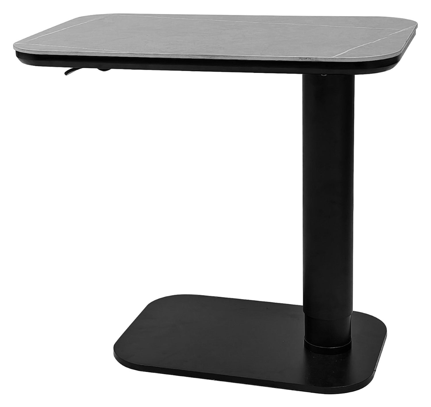 Grey Marble Effect Gas Lift Adjustable Sofa Side Table - Home Furniture Interiors