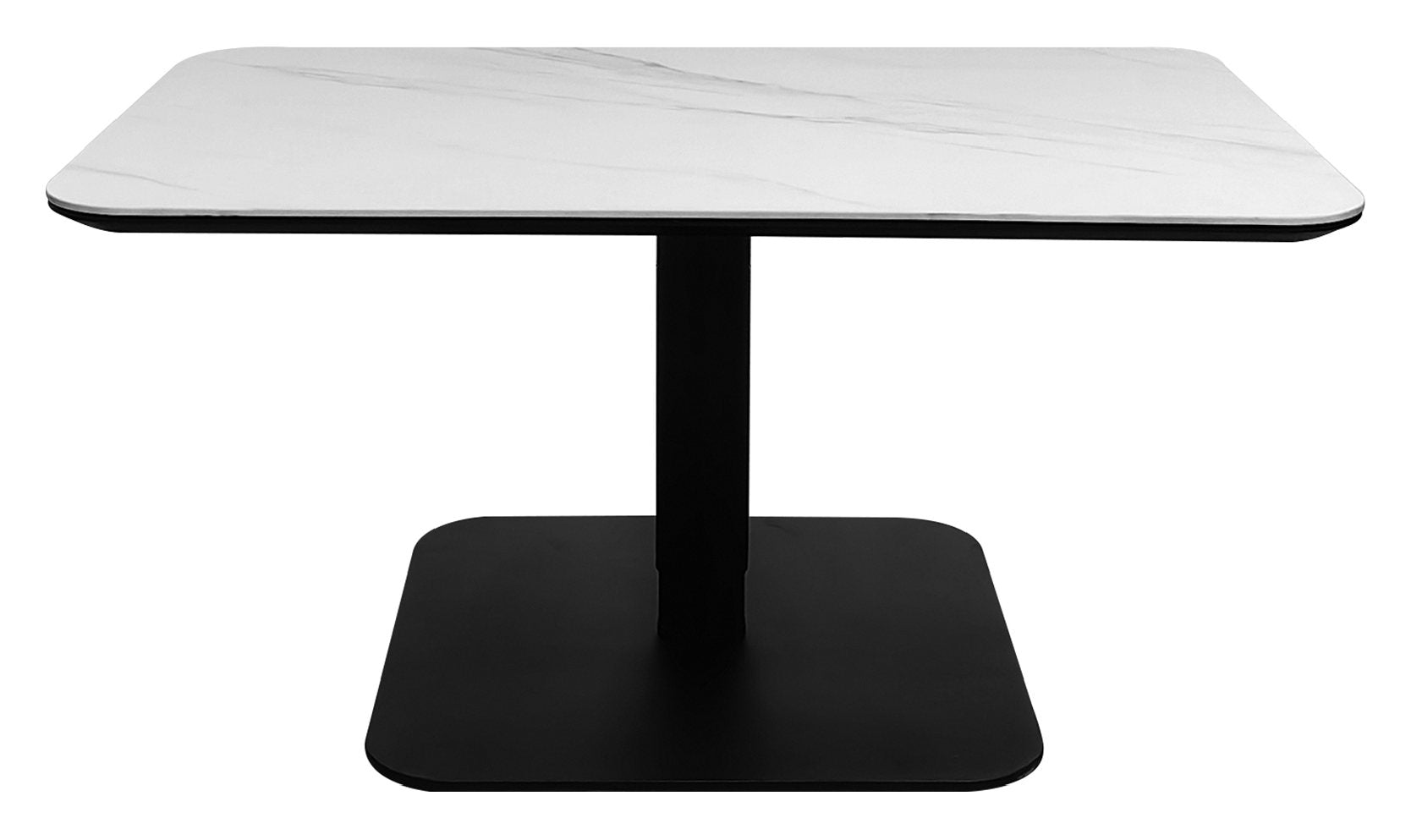 Jenson Matt White Sintered Stone Gas Lift Adjustable Coffee to Sofa Height Table