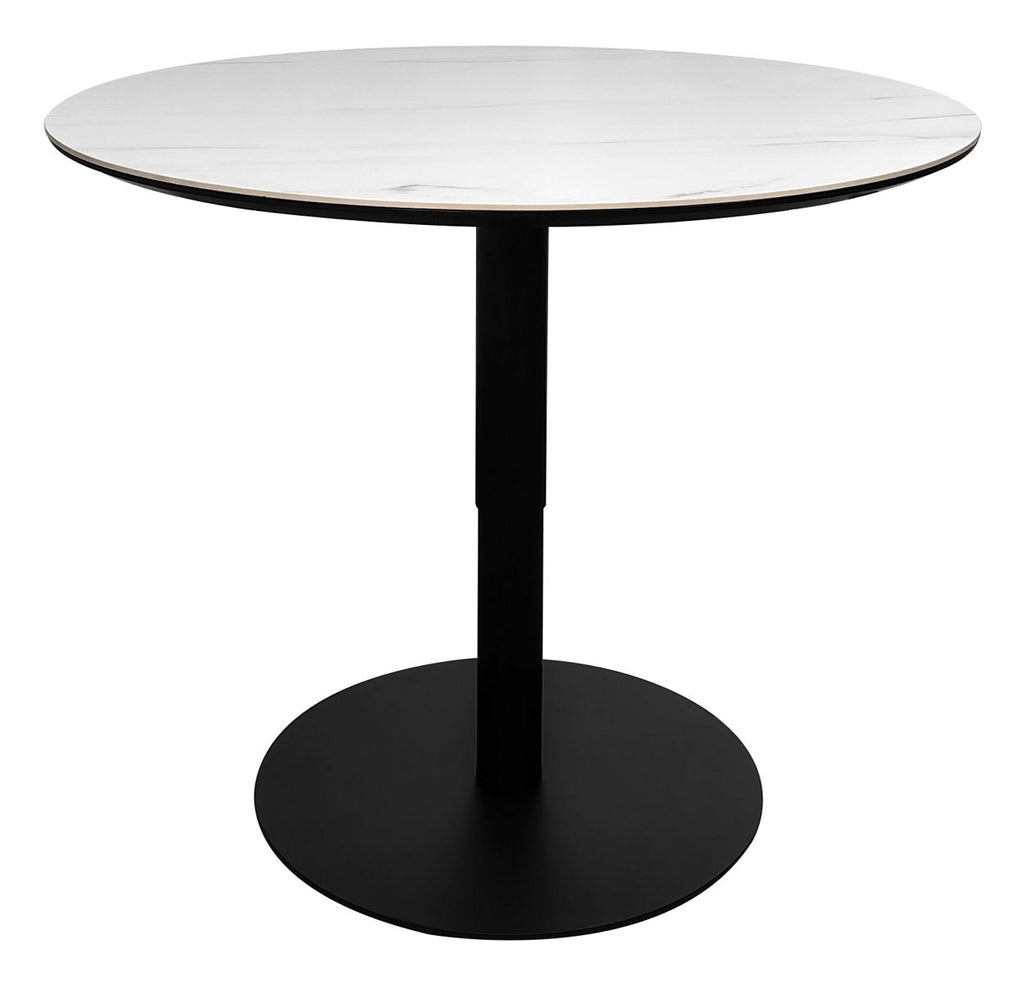 Modus Matt White Sintered Stone Gas Lift Adjustable Coffee/Bistro Table - Home Furniture Interiors