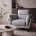 Light Grey Fabric Upholstered Armchair Nickel Legs