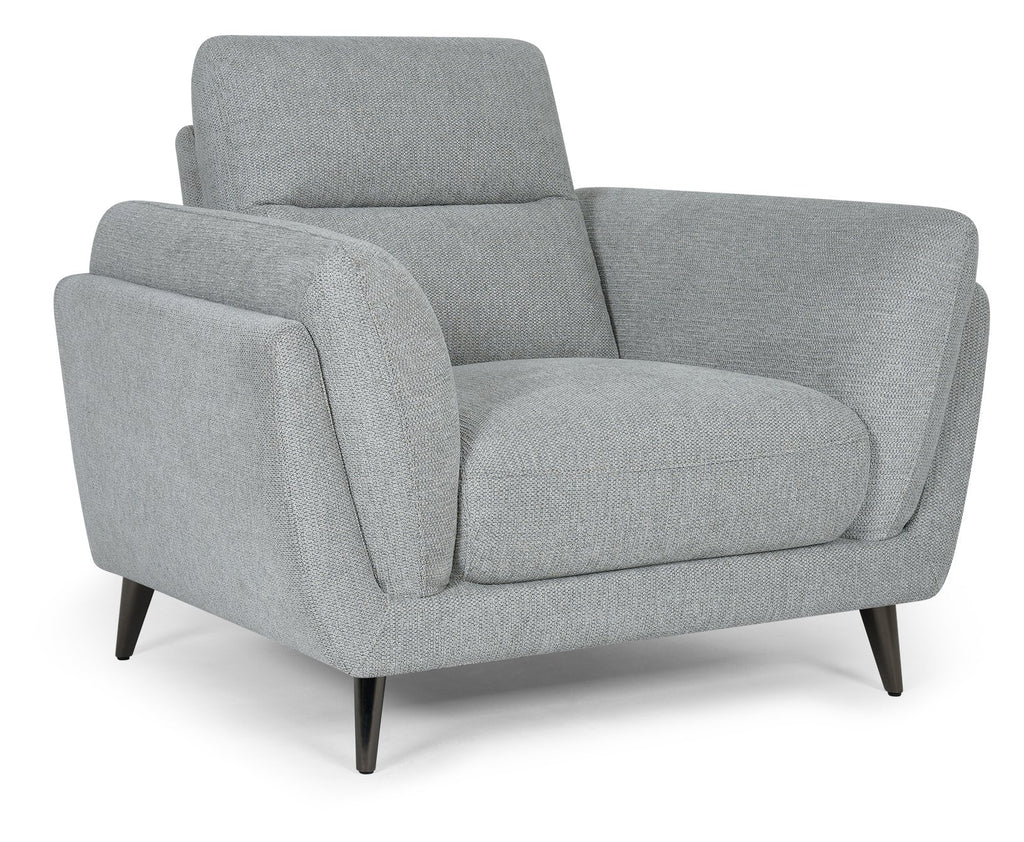 Light Grey Fabric Upholstered Armchair Nickel Legs