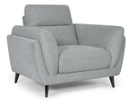 Light Grey Fabric Upholstered Armchair Nickel Legs
