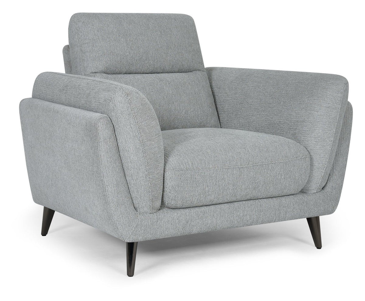 Light Grey Fabric Upholstered Armchair Nickel Legs