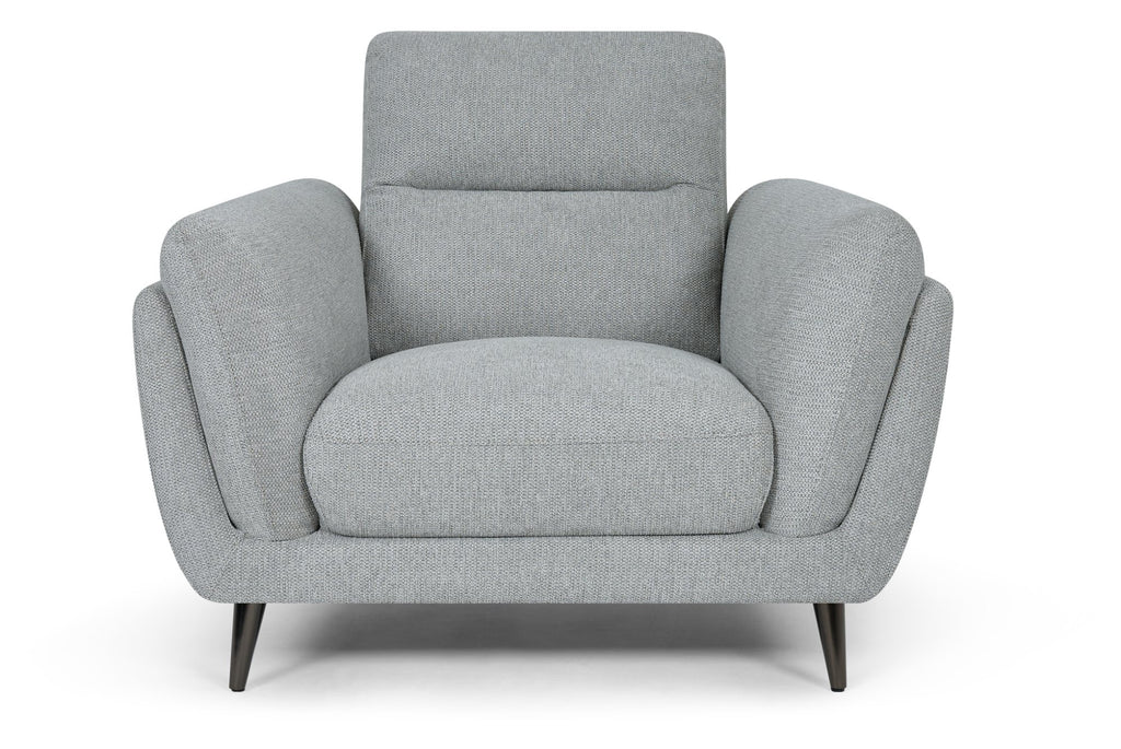 Light Grey Fabric Upholstered Armchair Nickel Legs