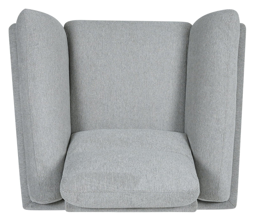Light Grey Fabric Upholstered Armchair Nickel Legs