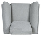 Light Grey Fabric Upholstered Armchair Nickel Legs