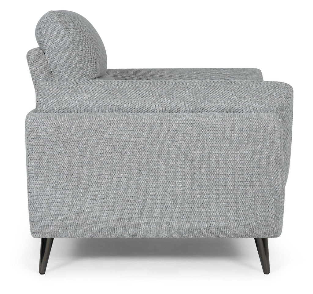 Light Grey Fabric Upholstered Armchair Nickel Legs