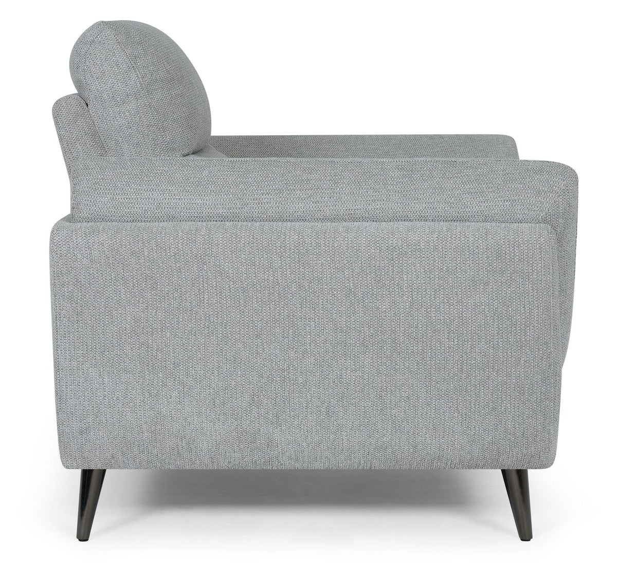 Light Grey Fabric Upholstered Armchair Nickel Legs