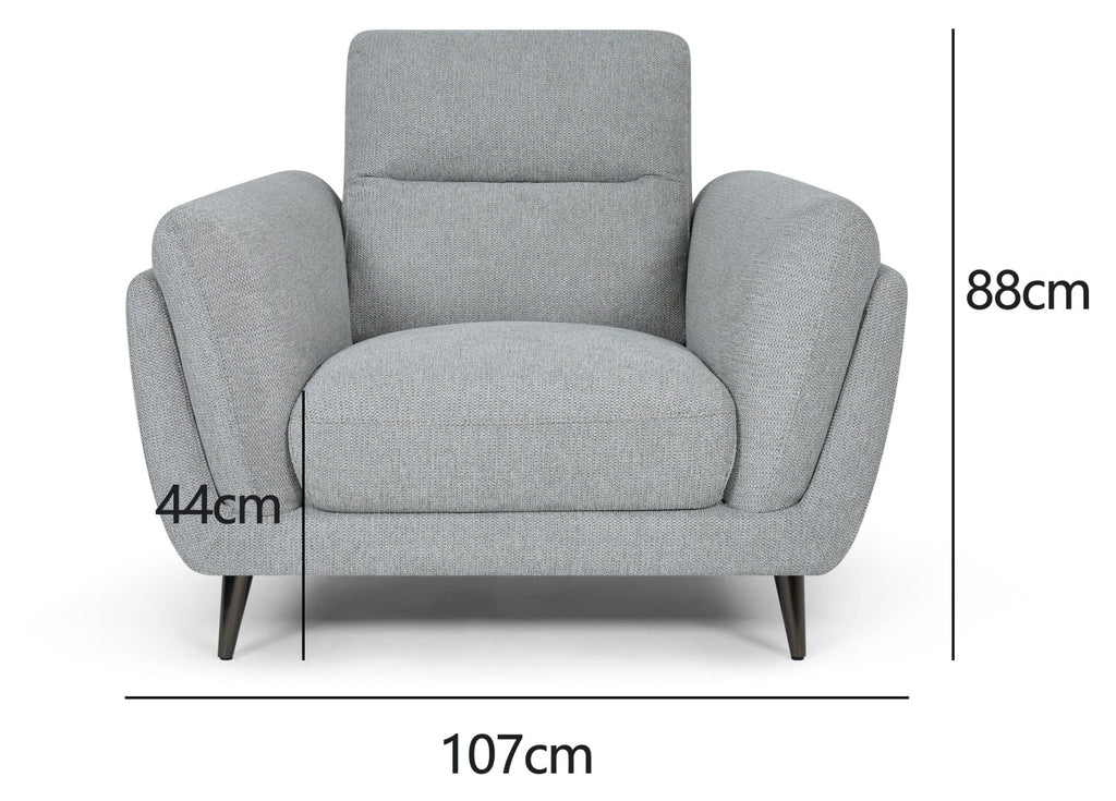 Light Grey Fabric Upholstered Armchair Nickel Legs