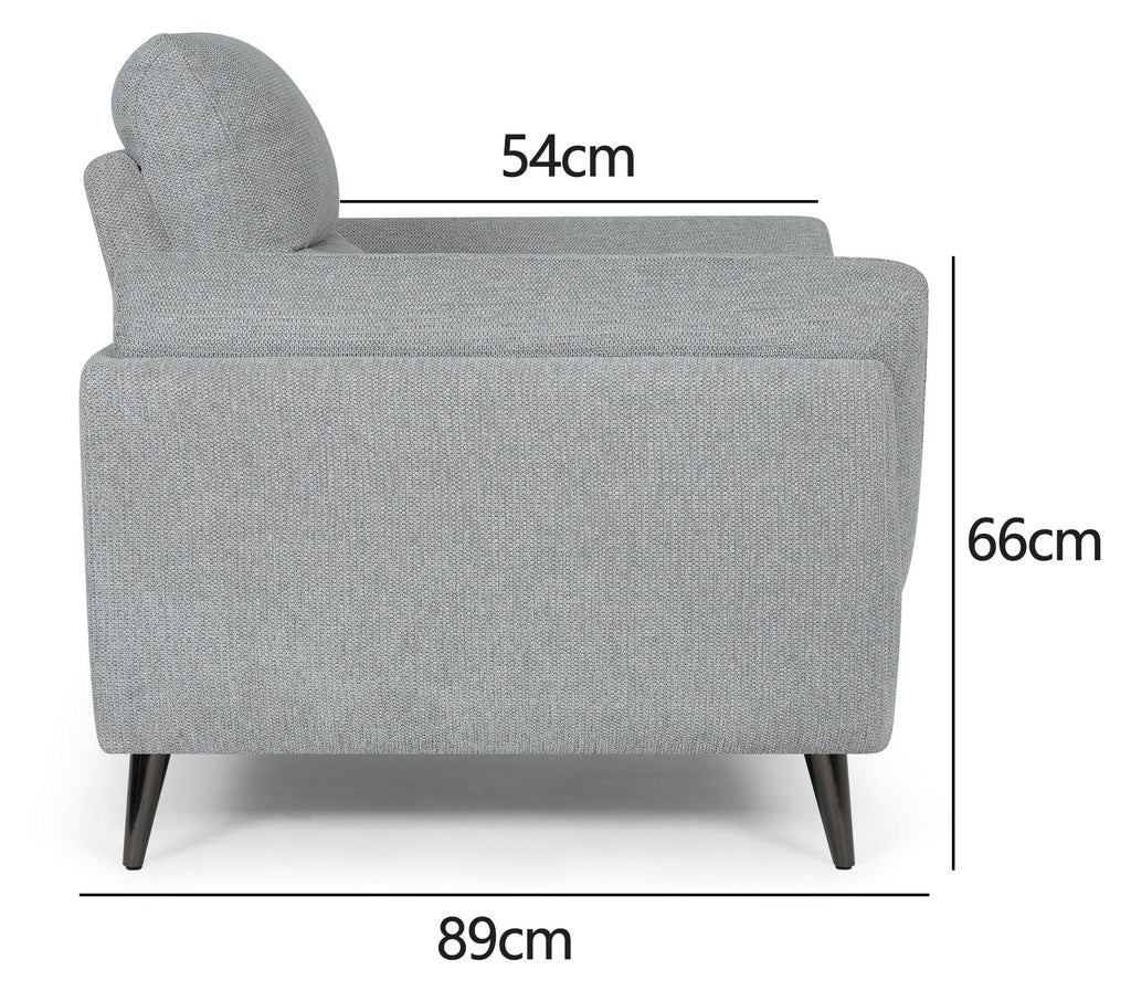 Light Grey Fabric Upholstered Armchair Nickel Legs