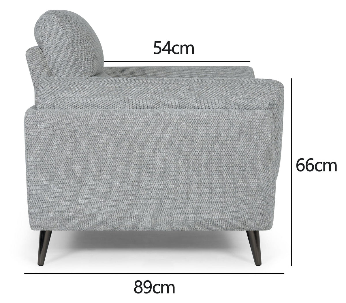 Light Grey Fabric Upholstered Armchair Nickel Legs