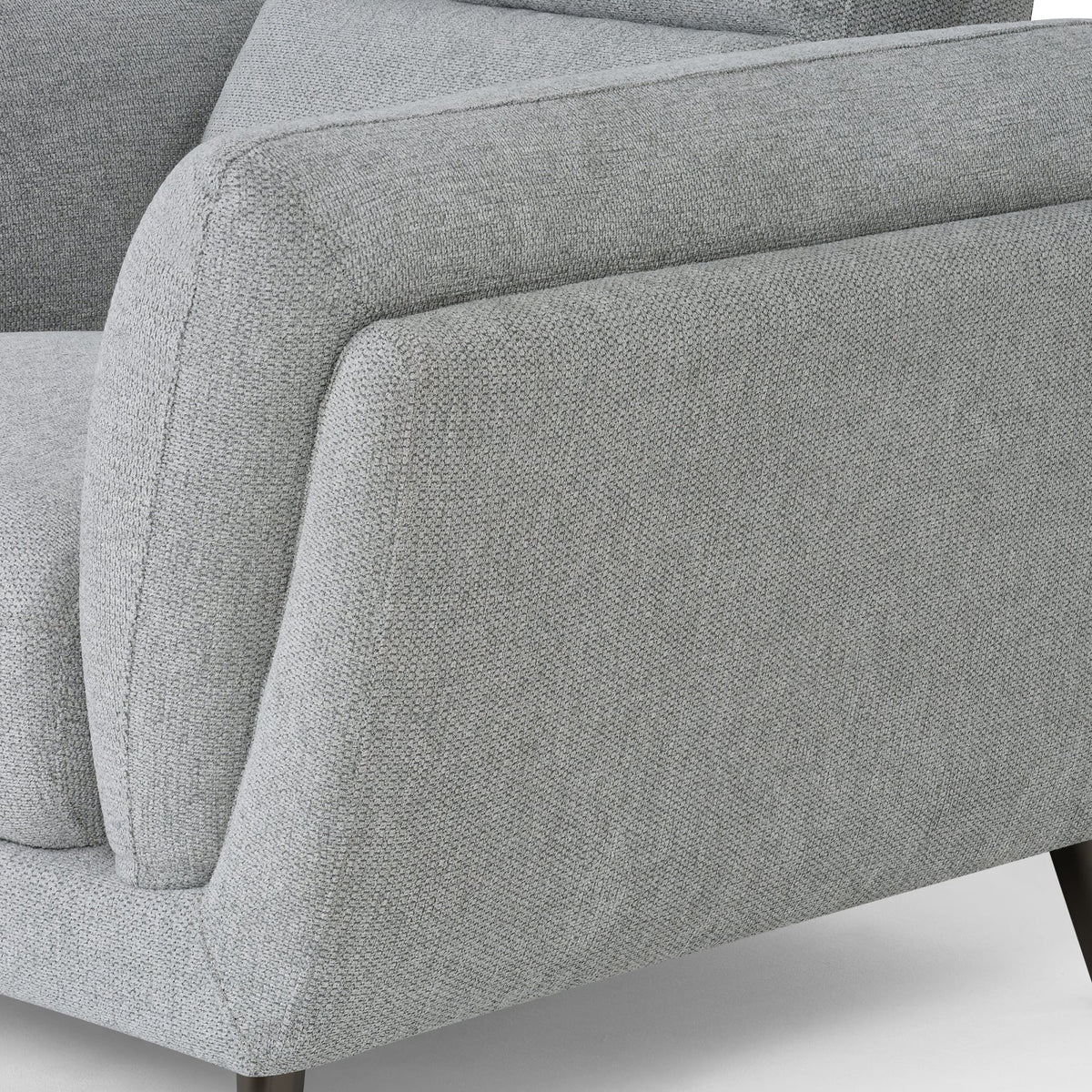Light Grey Fabric Upholstered Armchair Nickel Legs
