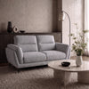 Light Grey Fabric 2 Seater Cushion Back Sofa Nickel Legs
