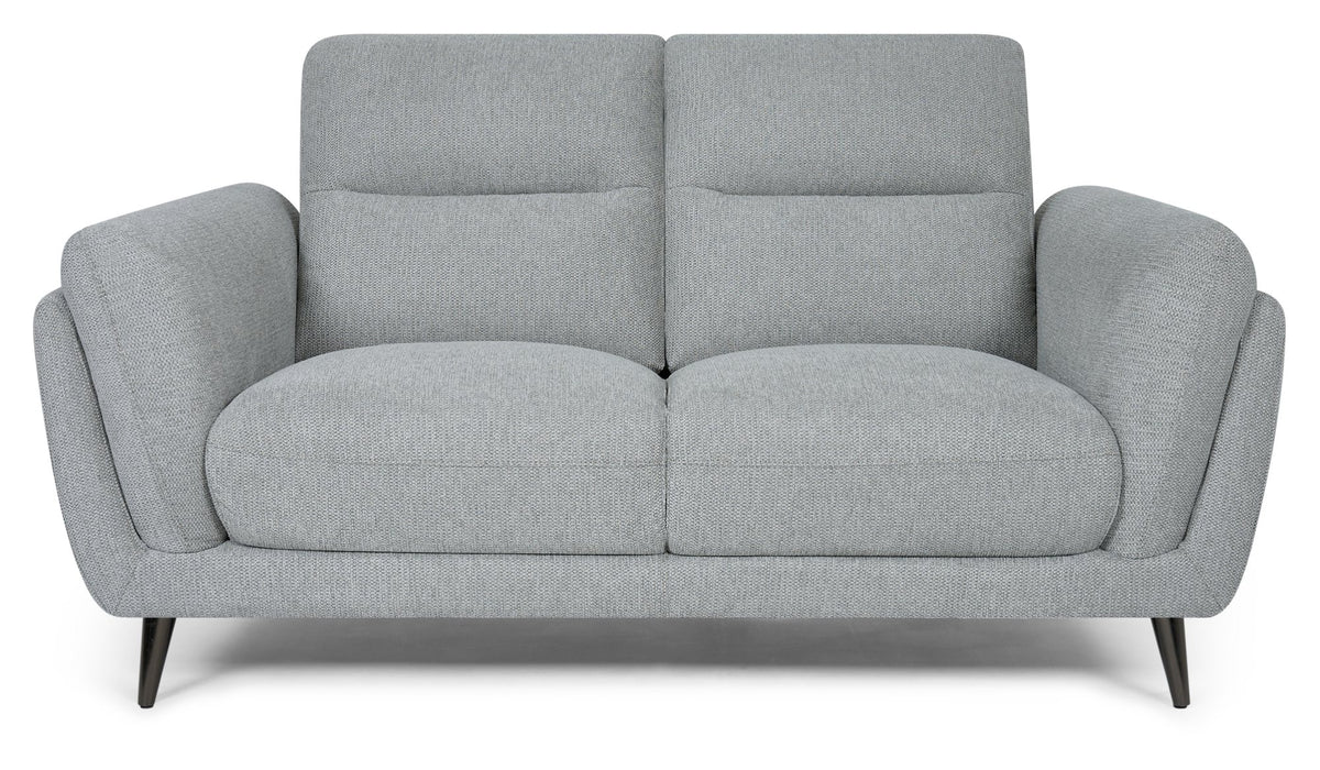 Light Grey Fabric 2 Seater Cushion Back Sofa Nickel Legs