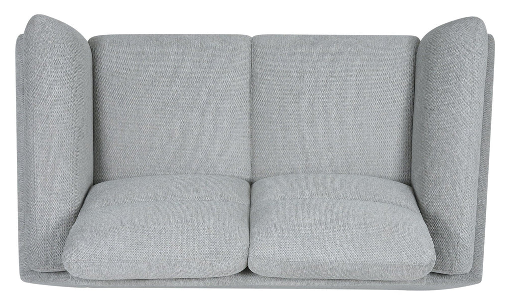 Light Grey Fabric 2 Seater Cushion Back Sofa Nickel Legs