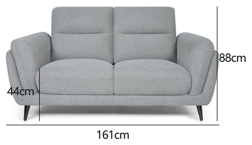 Light Grey Fabric 2 Seater Cushion Back Sofa Nickel Legs
