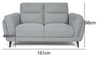 Light Grey Fabric 2 Seater Cushion Back Sofa Nickel Legs