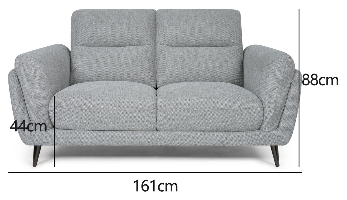 Light Grey Fabric 2 Seater Cushion Back Sofa Nickel Legs