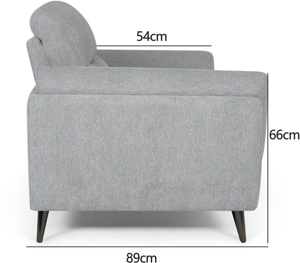 Light Grey Fabric 2 Seater Cushion Back Sofa Nickel Legs