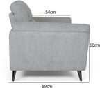 Light Grey Fabric 2 Seater Cushion Back Sofa Nickel Legs