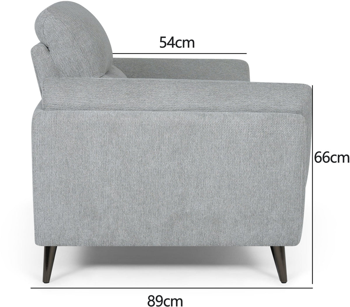 Light Grey Fabric 2 Seater Cushion Back Sofa Nickel Legs