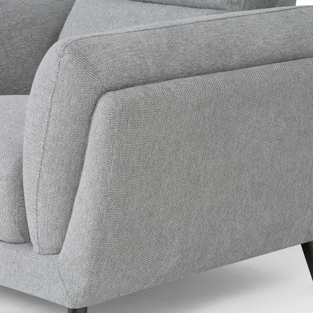 Light Grey Fabric 2 Seater Cushion Back Sofa Nickel Legs