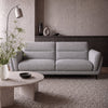 Light Grey Fabric 3 Seater Cushion Back Sofa Nickel Legs