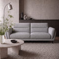 Light Grey Fabric 3 Seater Cushion Back Sofa Nickel Legs