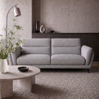 Light Grey Fabric 3 Seater Cushion Back Sofa Nickel Legs