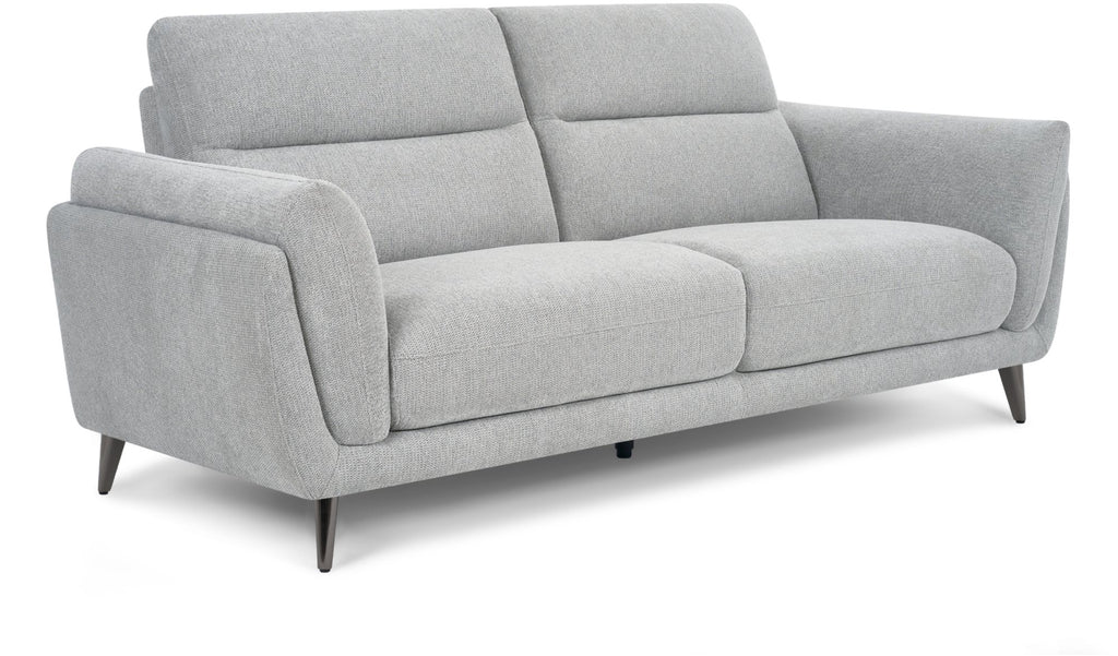 Light Grey Fabric 3 Seater Cushion Back Sofa Nickel Legs