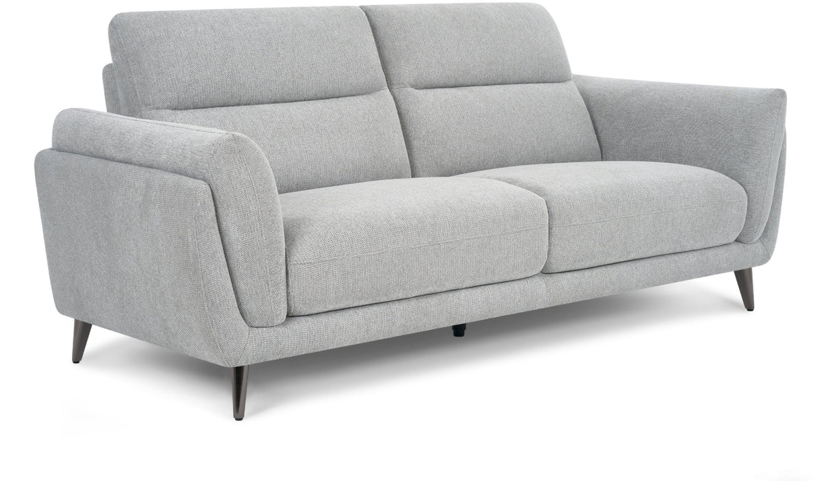 Light Grey Fabric 3 Seater Cushion Back Sofa Nickel Legs