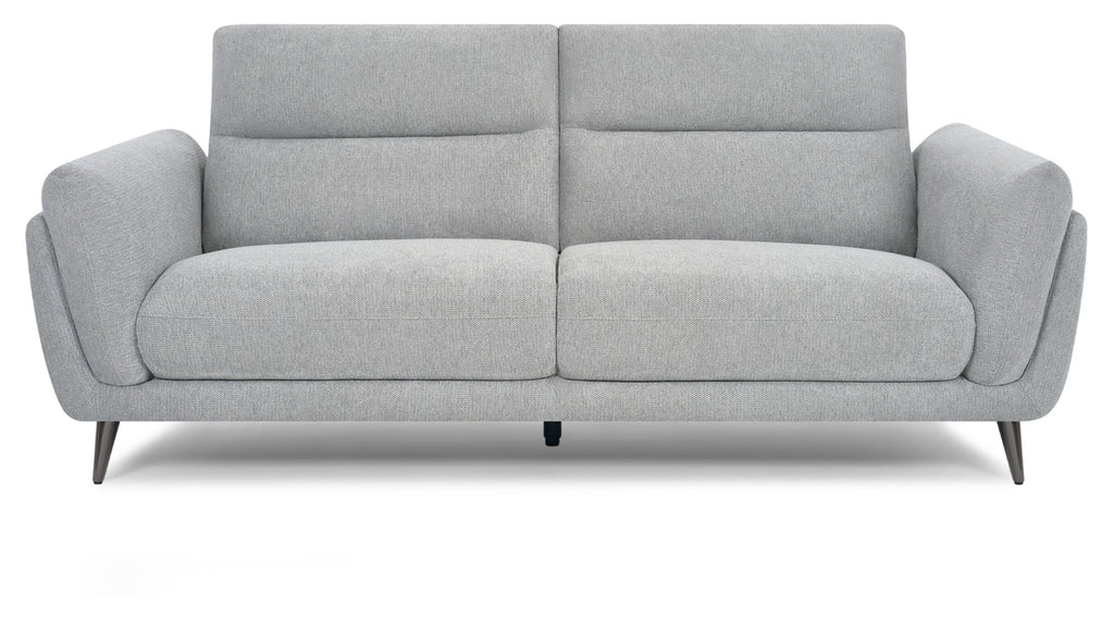 Light Grey Fabric 3 Seater Cushion Back Sofa Nickel Legs