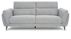 Light Grey Fabric 3 Seater Cushion Back Sofa Nickel Legs