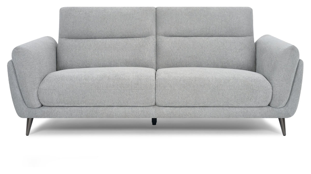 Light Grey Fabric 3 Seater Cushion Back Sofa Nickel Legs