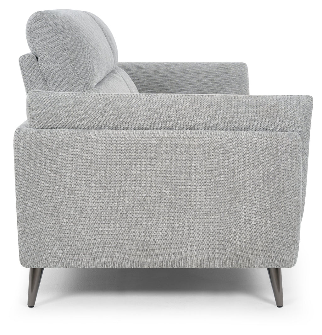 Light Grey Fabric 3 Seater Cushion Back Sofa Nickel Legs