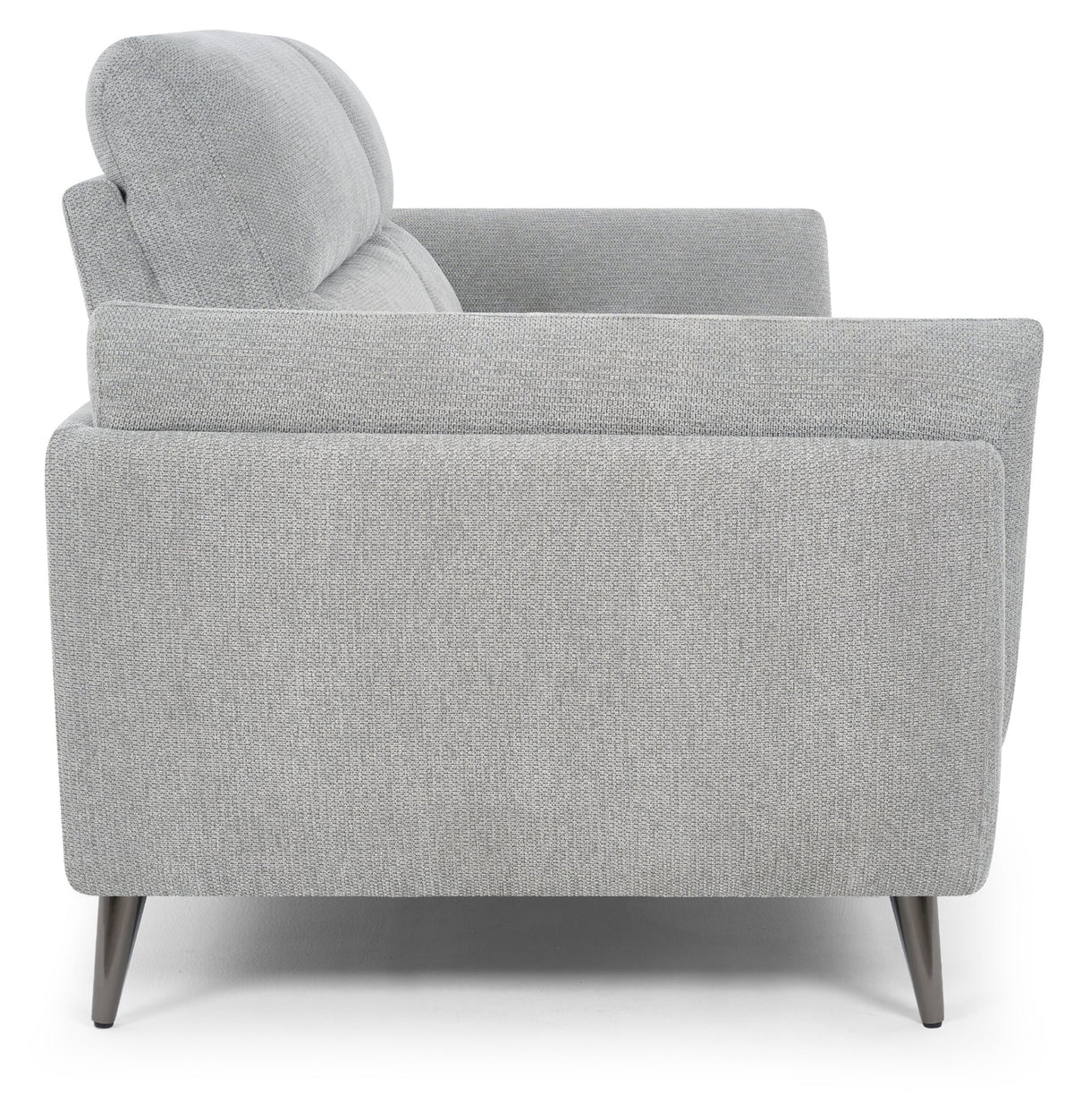Light Grey Fabric 3 Seater Cushion Back Sofa Nickel Legs