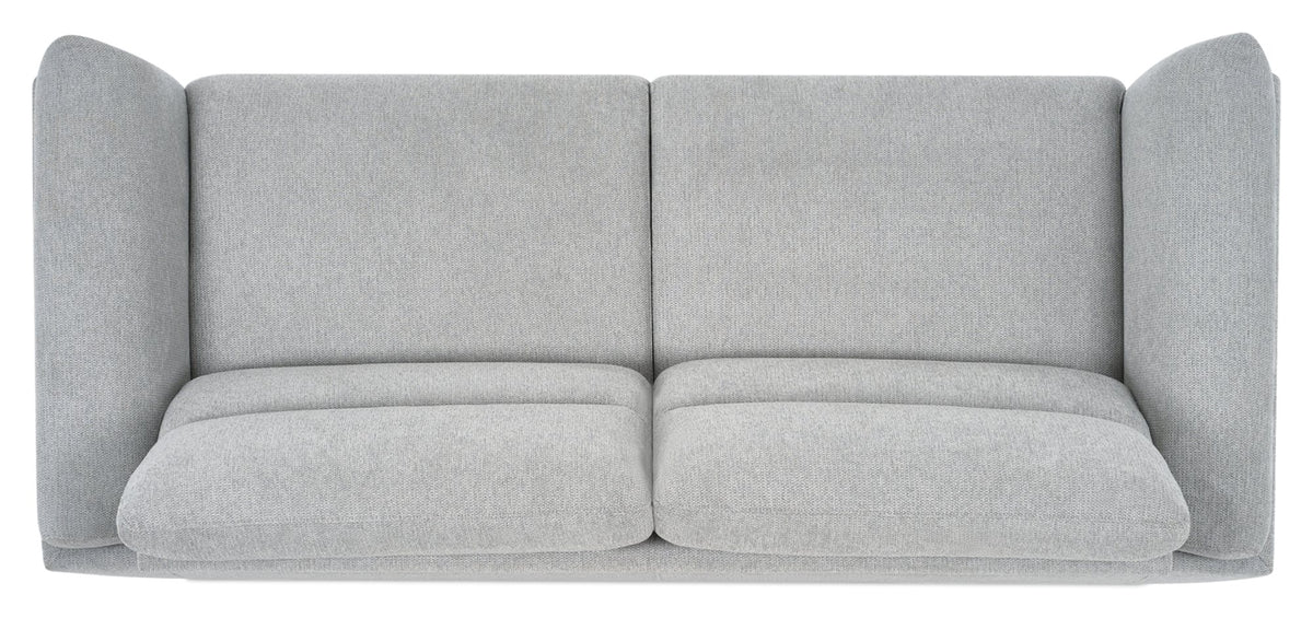 Light Grey Fabric 3 Seater Cushion Back Sofa Nickel Legs