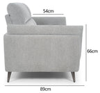 Light Grey Fabric 3 Seater Cushion Back Sofa Nickel Legs
